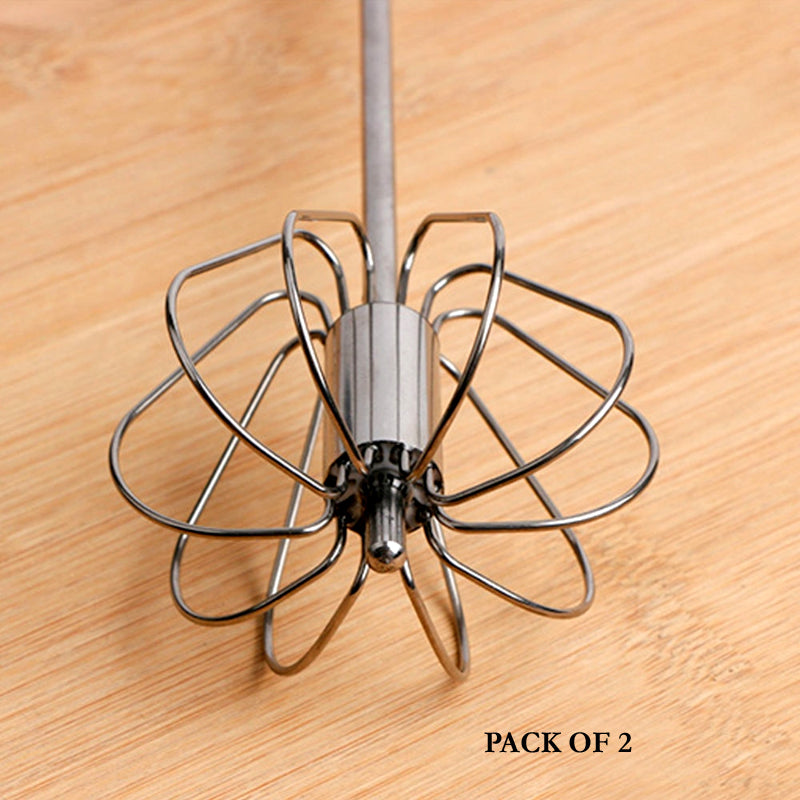 Pack Of 2 Stainless Steel Hand Pressure Rotating Semi-Automatic Mixer Coffee Milk Mixing Tools