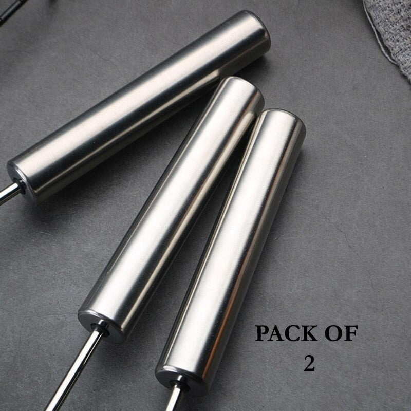 Pack Of 2 Stainless Steel Hand Pressure Rotating Semi-Automatic Mixer Coffee Milk Mixing Tools