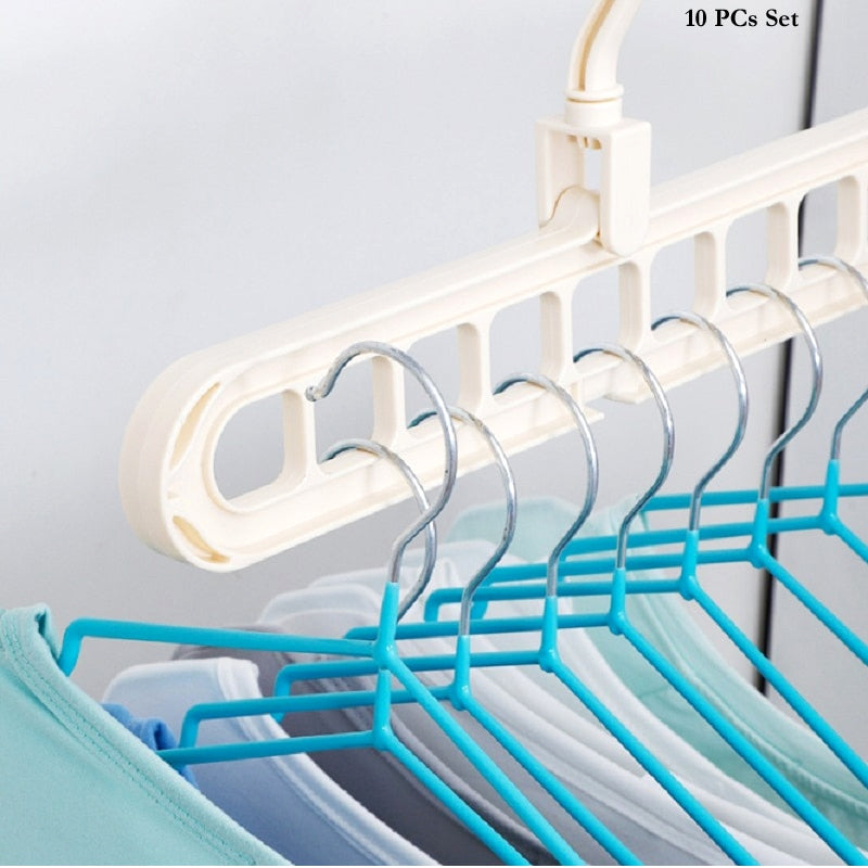 Pack Of 10 Rotate Anti-Skid Folding Hanger Portable Hanging For Home Wet Dry Clothes