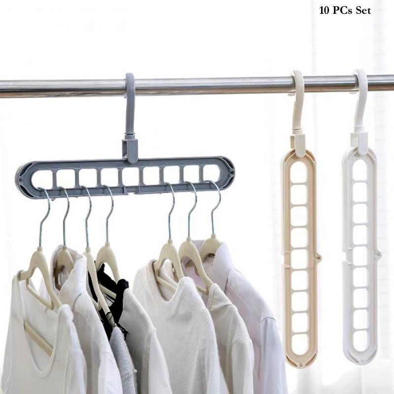 Pack Of 10 Rotate Anti-Skid Folding Hanger Portable Hanging For Home Wet Dry Clothes