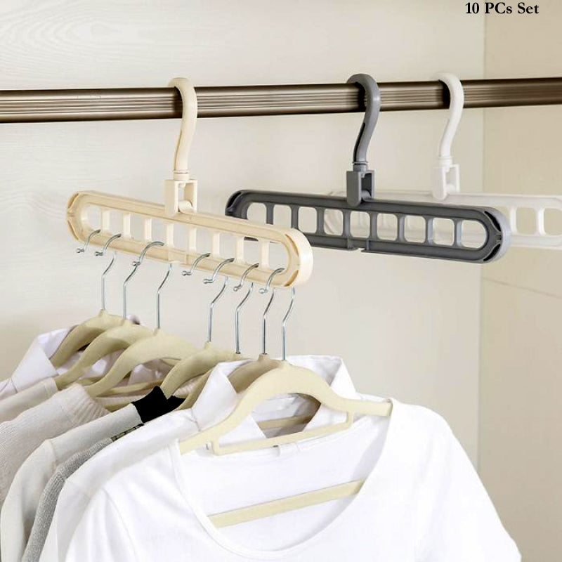 Pack Of 10 Rotate Anti-Skid Folding Hanger Portable Hanging For Home Wet Dry Clothes