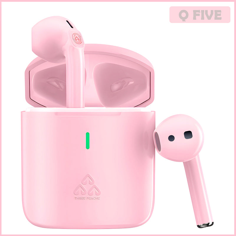 THREE PEACHES TWS Q Five Bluetooth 5.3 Noise-Cancelling, IPX4 Waterproof Elegant Design Earbuds