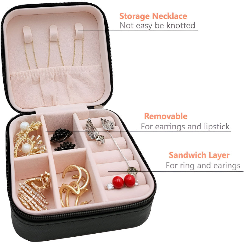 Mini Jewelry Organizer – Stylish and Portable Compact Storage Box for Rings, Earrings, and Necklaces