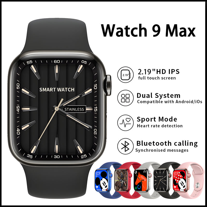 Watch 9 Max Series 9 Big 2.19-Inch Narrow Edges Screen, Bluetooth Calling, Wireless Charging Smartwatch