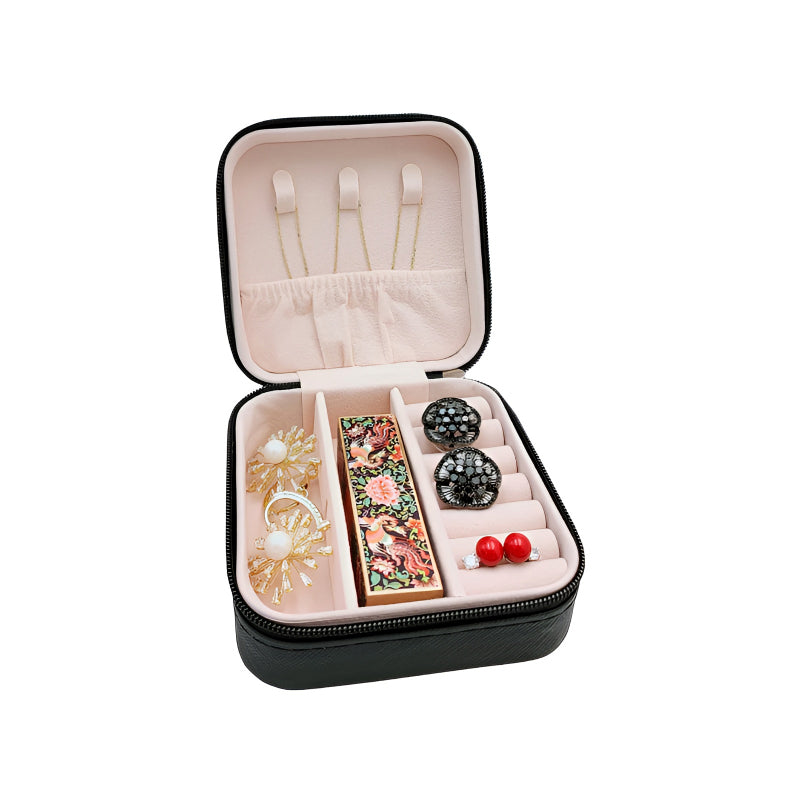 Mini Jewelry Organizer – Stylish and Portable Compact Storage Box for Rings, Earrings, and Necklaces