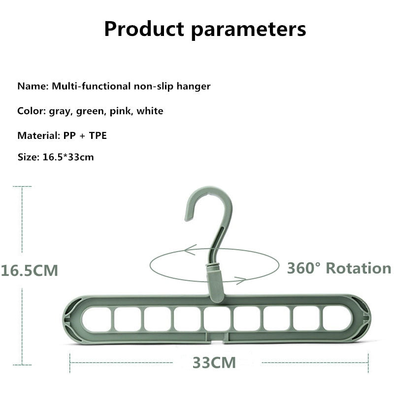 Pack Of 10 Rotate Anti-Skid Folding Hanger Portable Hanging For Home Wet Dry Clothes