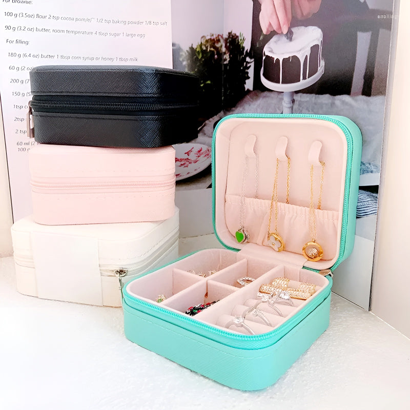 Mini Jewelry Organizer – Stylish and Portable Compact Storage Box for Rings, Earrings, and Necklaces