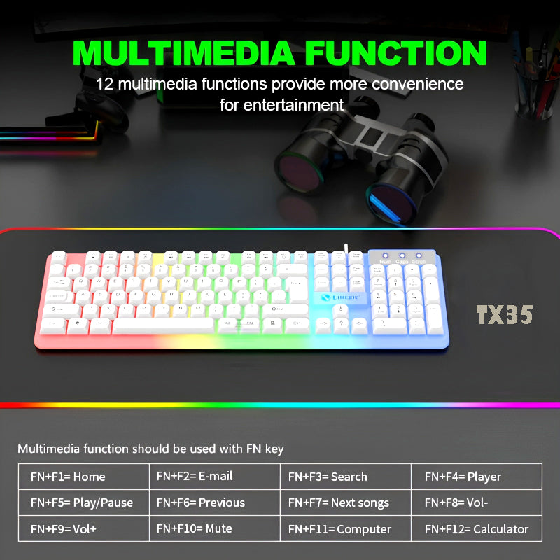 TX35 Limeide RGB Suspension Backlit Lightweight Luminous Wired Gaming Keyboard