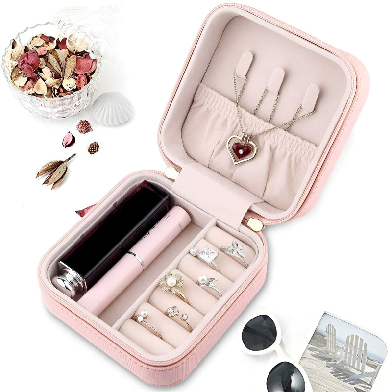 Mini Jewelry Organizer – Stylish and Portable Compact Storage Box for Rings, Earrings, and Necklaces