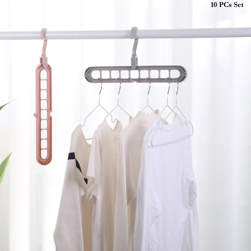 Pack Of 10 Rotate Anti-Skid Folding Hanger Portable Hanging For Home Wet Dry Clothes