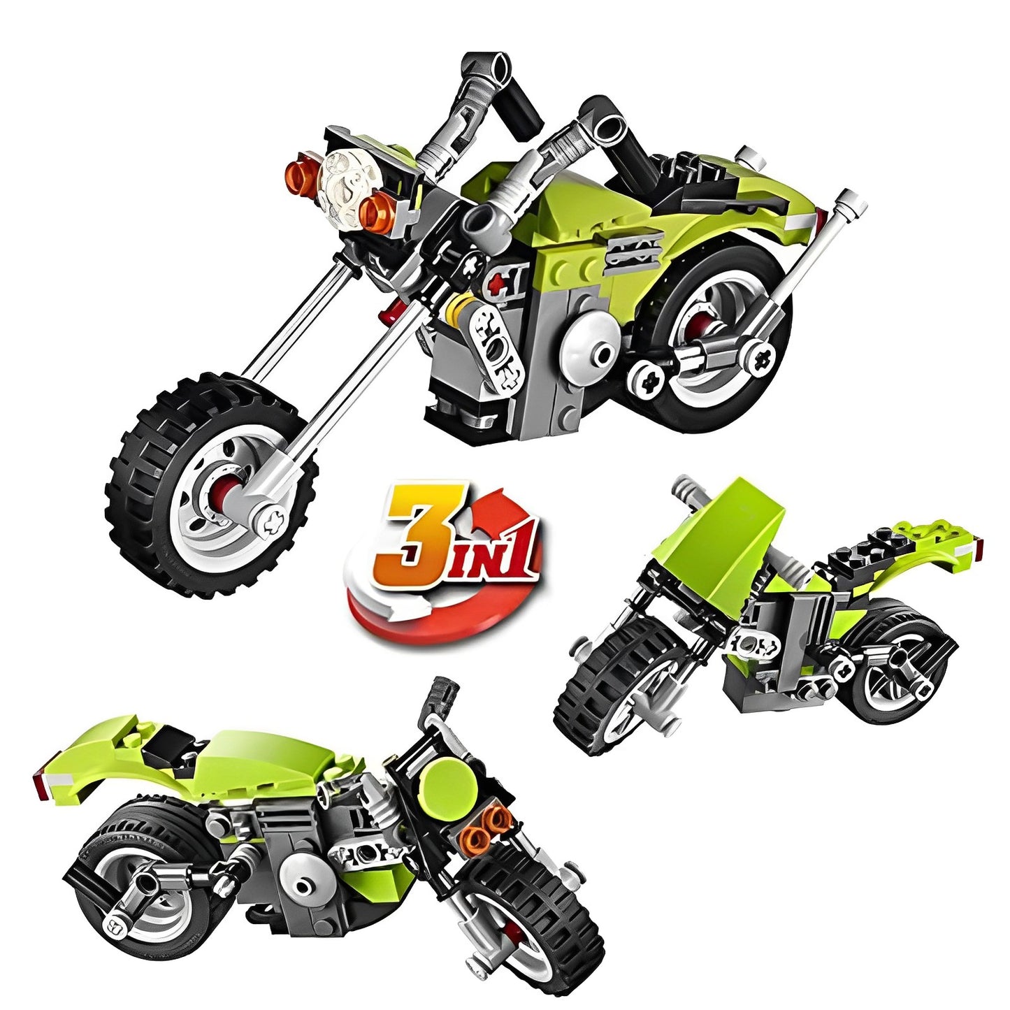 129Pcs Architect 3-In-1 Highway Cruiser Motorcycle Building Blocks Toy