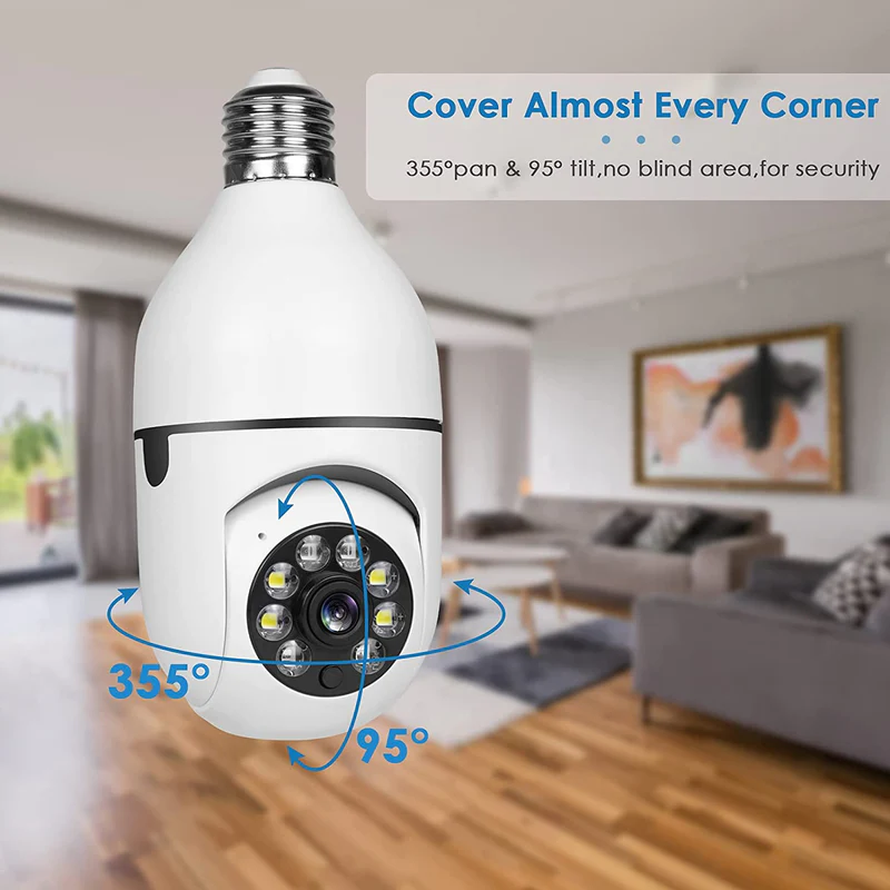 V380 Full HD 1080P Wireless LED PTZ IP Bulb Camera With NIGHT VISION, Wide Angle, Two-way Audio