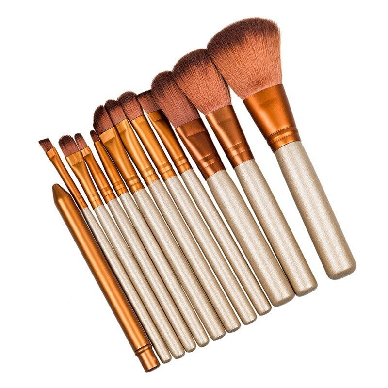 12pcs Aluminium Box Makeup Brushes Set Eye Shadow Lip Gloss Eye Makeup Portable Beauty Tools