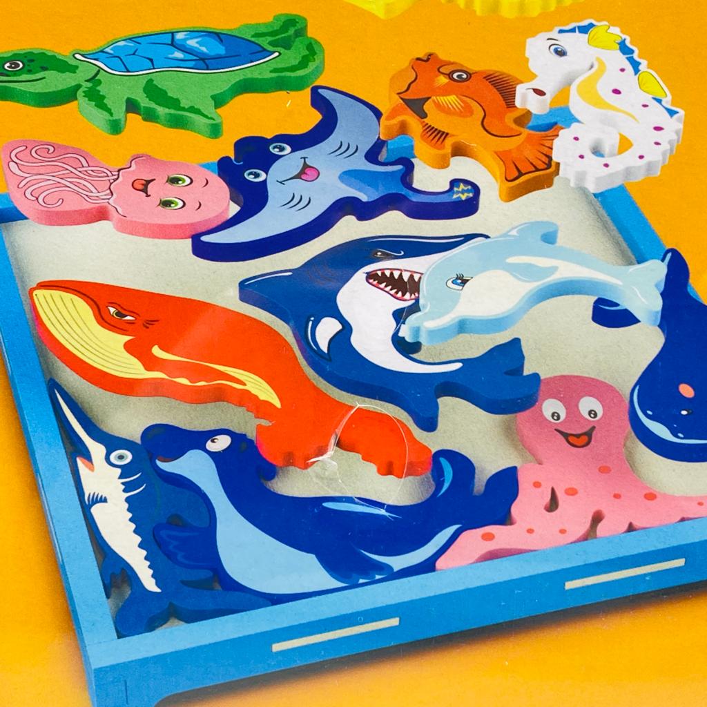 13Pcs Colorful 3D Wooden Sea World Puzzle For Kids