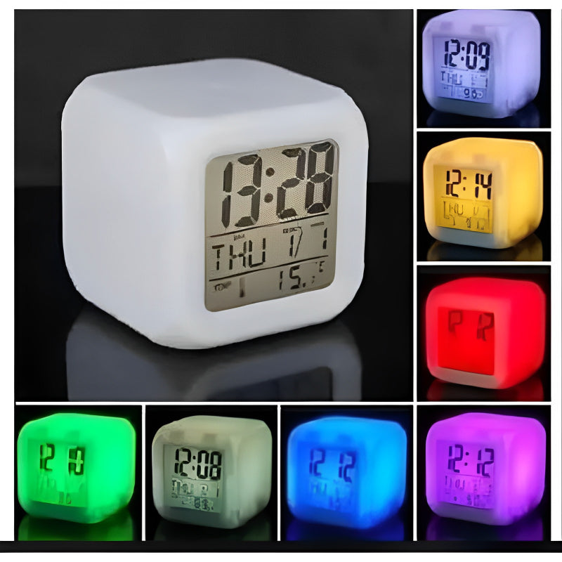 Multi-Functional Dice Shape LED Lighting Color Changing Digital Table Clock