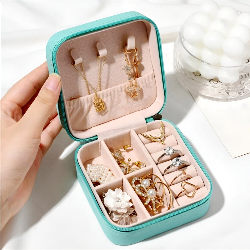 Mini Jewelry Organizer – Stylish and Portable Compact Storage Box for Rings, Earrings, and Necklaces