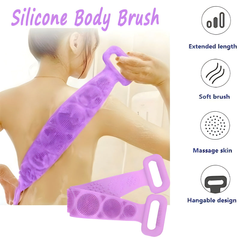 Pack Of 3 Silicone Back Scrubber Soft Loofah Bath Towel And Massage Belt