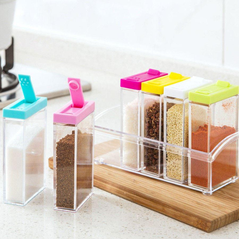 6 PCs Plastic Spice Shaker Seasoning Boxes Plastic Storage Container