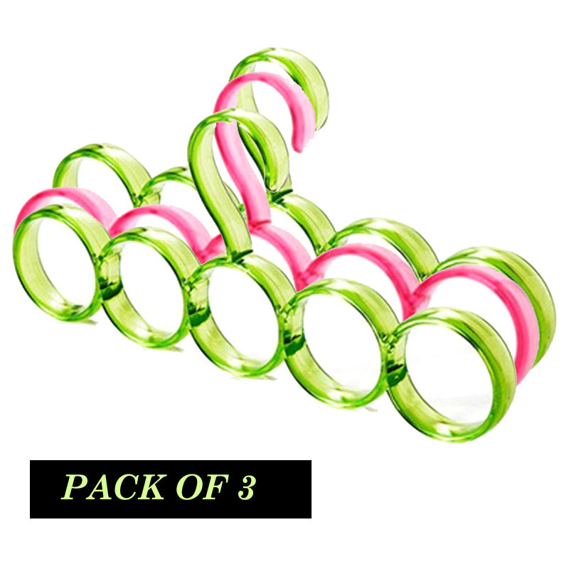 Pack Of 3 Eco-Friendly Five Hole Ring Rope Slots Holder Scarf Shawl Storage Hanger