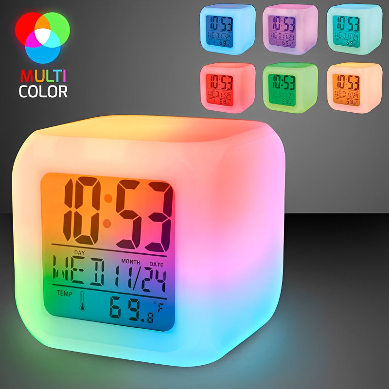 Multi-Functional Dice Shape LED Lighting Color Changing Digital Table Clock