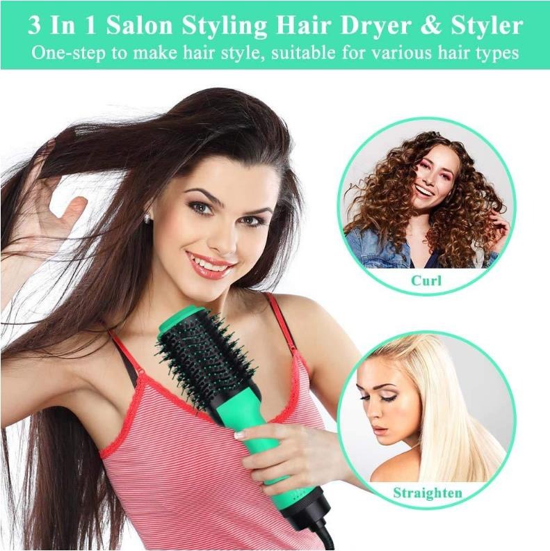 2 In 1 One Step Hair Dryer And Volumizer Warm Air Fast Styling Straightener & Curls Styler