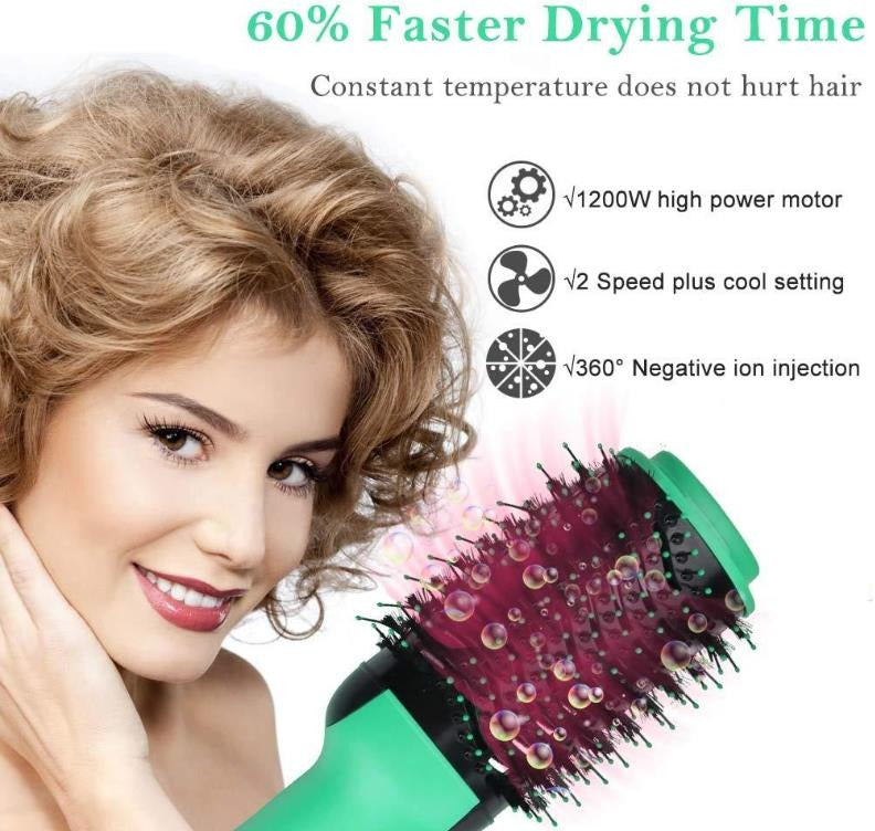 2 In 1 One Step Hair Dryer And Volumizer Warm Air Fast Styling Straightener & Curls Styler