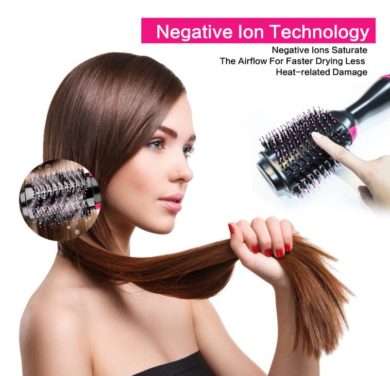 2 In 1 One Step Hair Dryer And Volumizer Warm Air Fast Styling Straightener & Curls Styler