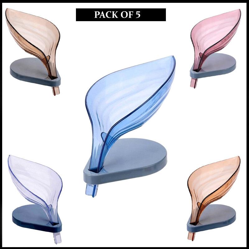 Pack Of 5 Leaf-Shaped Non-Slip Bathroom Soap Holders Creative Kitchen Soap Rack