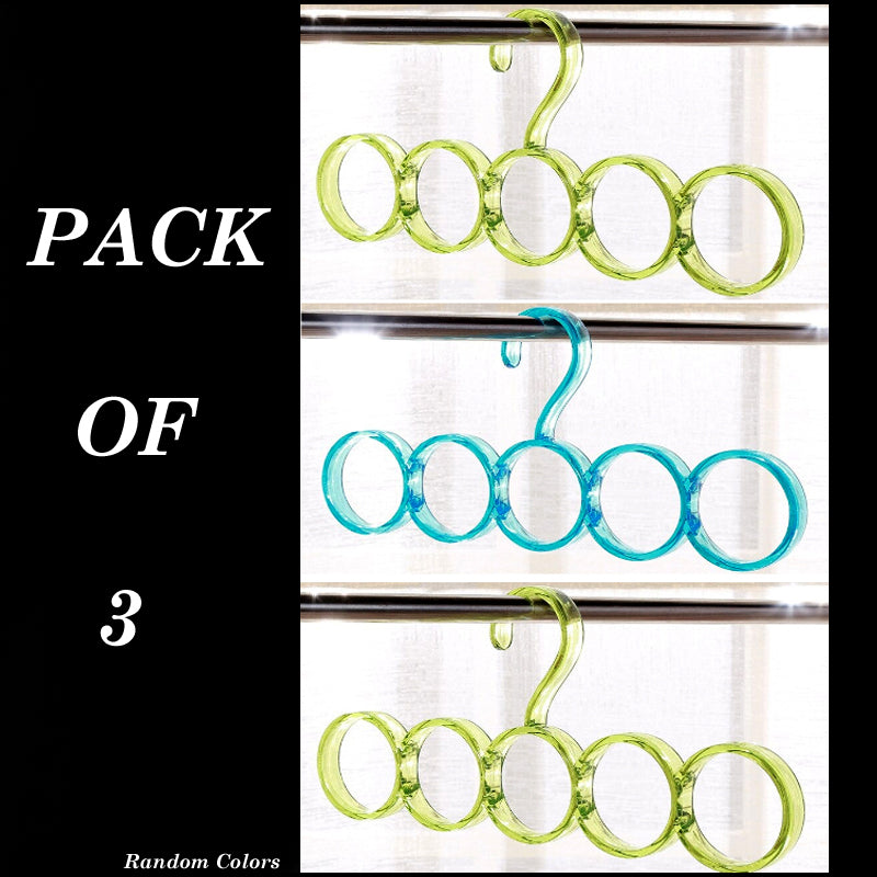 Pack Of 3 Eco-Friendly Five Hole Ring Rope Slots Holder Scarf Shawl Storage Hanger