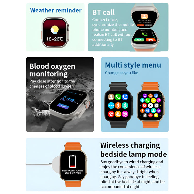 7-in-1 Ultra 2.01 Big Infinite Display Smart Watch with 7 Straps