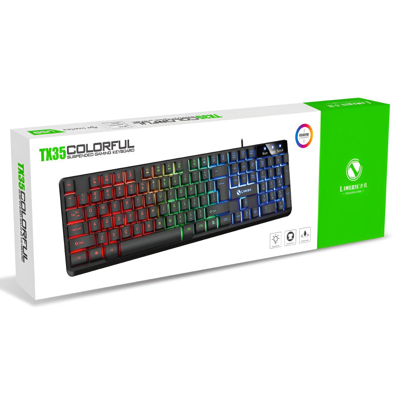 TX35 Limeide RGB Suspension Backlit Lightweight Luminous Wired Gaming Keyboard